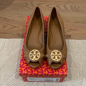 Tory Burch Tan Leather Wedges